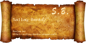 Sallay Benkő névjegykártya